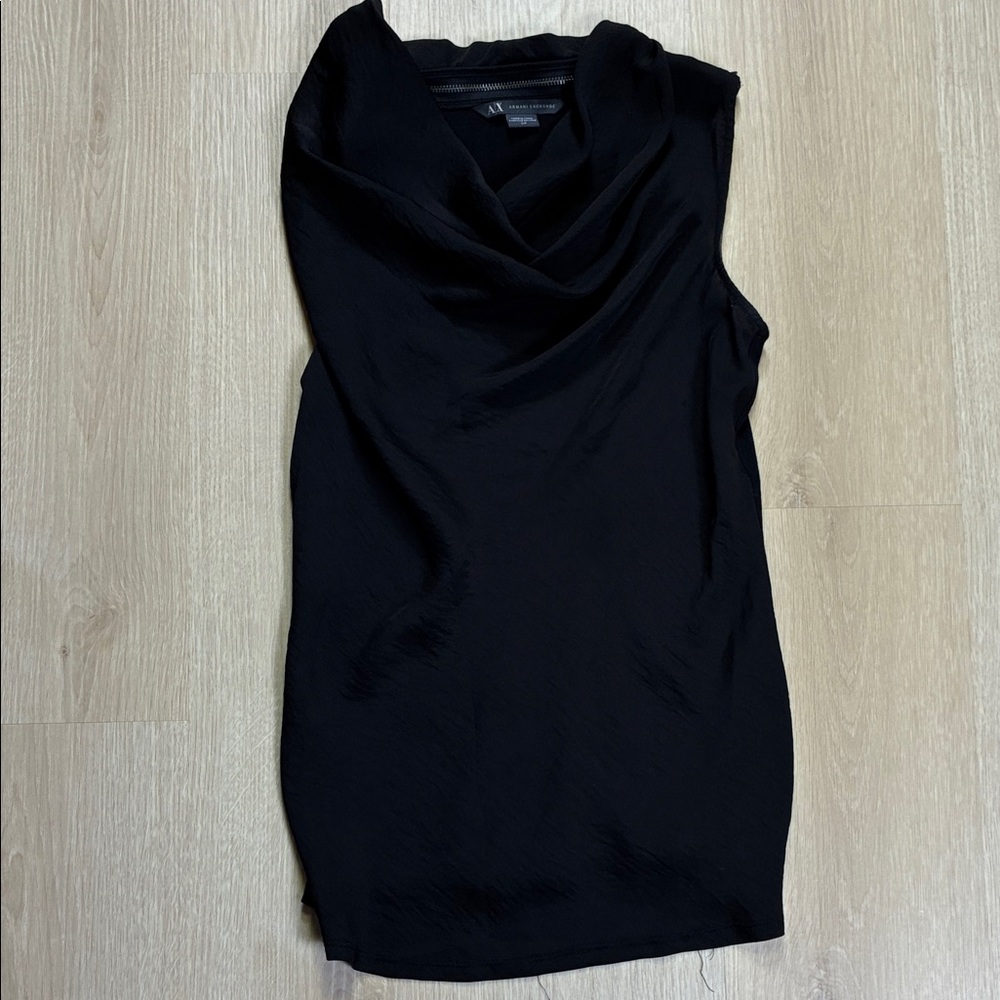 Armani Exchange A|X Black Cowl Neck Sleeveless Top